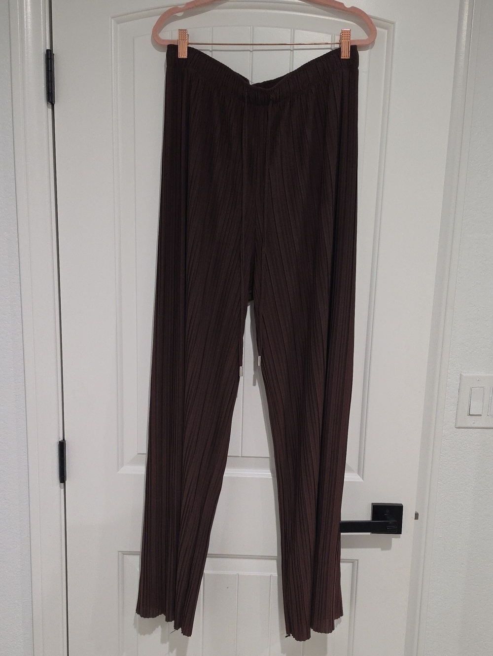 Brown Pleated Women's Wide-Leg Pants